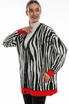 Su Moda Kadın Oversize Zebra Desenli V Yaka Triko Örme Hırka