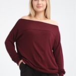 Kadın triko kazak Düşük Omuz İnce Viskon Triko Örme Kazak