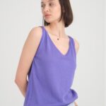 Kadın Atlet Merserize Rahat Kalıp Ön Ve Arka V Yaka Askılı Atlet