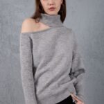 Kadın Triko Kazak Yumoş Omzu Açık Trend Yeni Yıl Kayak Rahat Kesim