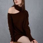 Kadın Triko Kazak Yumoş Omzu Açık Trend Yeni Yıl Kayak Rahat Kesim