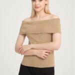 Kadın Giyim Bluz Madonna Yaka Omuzları Açık Kısakol Likralı Yazlık Bluz