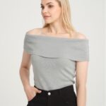 Kadın Giyim Bluz Madonna Yaka Omuzları Açık Kısakol Likralı Yazlık Bluz