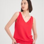 Kadin Atlet Merserize Rahat Kalıp Ön Ve Arka V Yaka Askılı Atlet