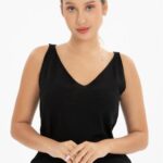 Kadin Atlet Merserize Rahat Kalıp Ön Ve Arka V Yaka Askılı Atlet