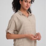 Keten Görünümlü Rahat Kalıp Salaş Spor-şık Gömlek Mint