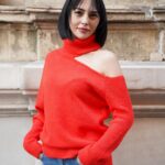 Kadın Triko Kazak Yumoş Omzu Açık Trend Yeni Yıl Kayak Rahat Kesim 6512